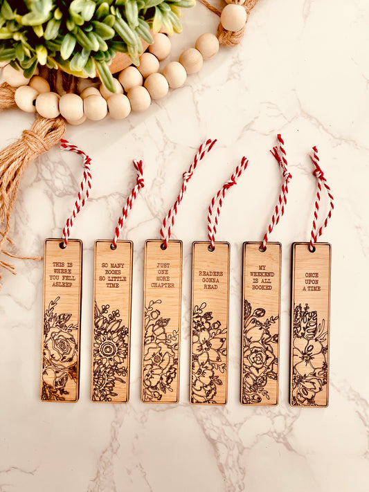 Engraved Wooden Bookmarks – Floral Collection