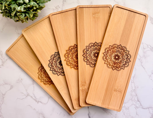 Rustic Bamboo Mandala Trays – set of Versatile, Natural Serving Platters