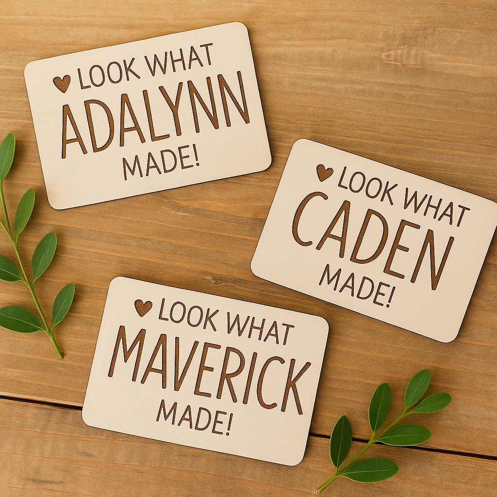 Look What I Made Fridge Magnets - Refrigerator Magnets - Engraved Magnets - Custom Wood Magnet