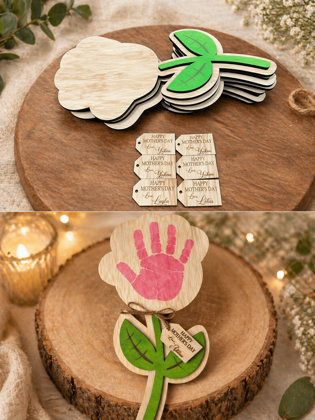 Handprint Flower- Cutest Mothers Day Gift Ever! Custom wood Keepsake