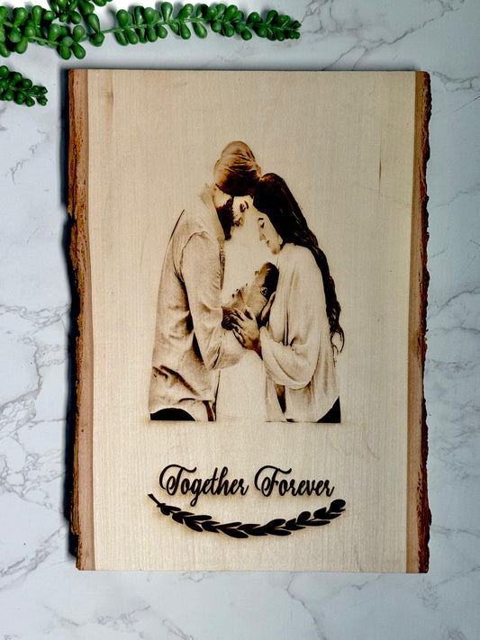 Personalized Wood Engraving – “Together Forever” Family Portrait