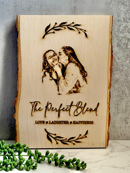 Custom Wood Engraving – “The Perfect Blend” Portrait Plaque