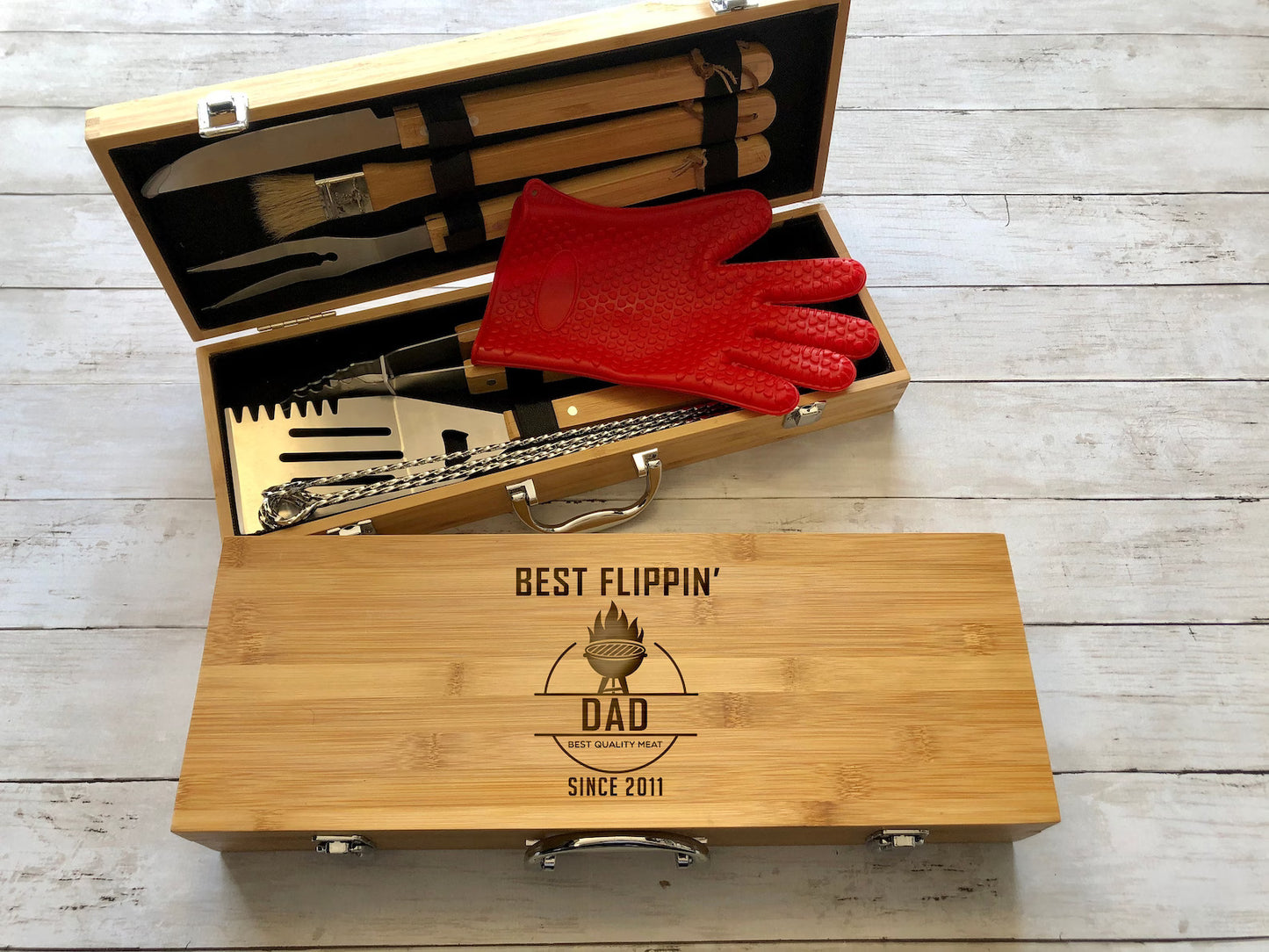 Engraved BBQ Set, BBQ Gift, Grilling Tools, Grill Set, Custom BBQ Set, Grill Master, Dad Gift, Personalized Grilling, Engraved Spatula