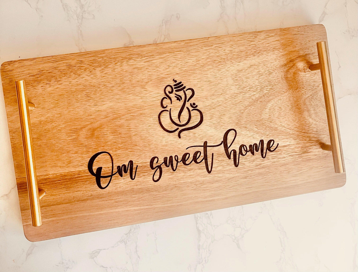 Custom Laser Engraved Acacia Board with Gold Handles