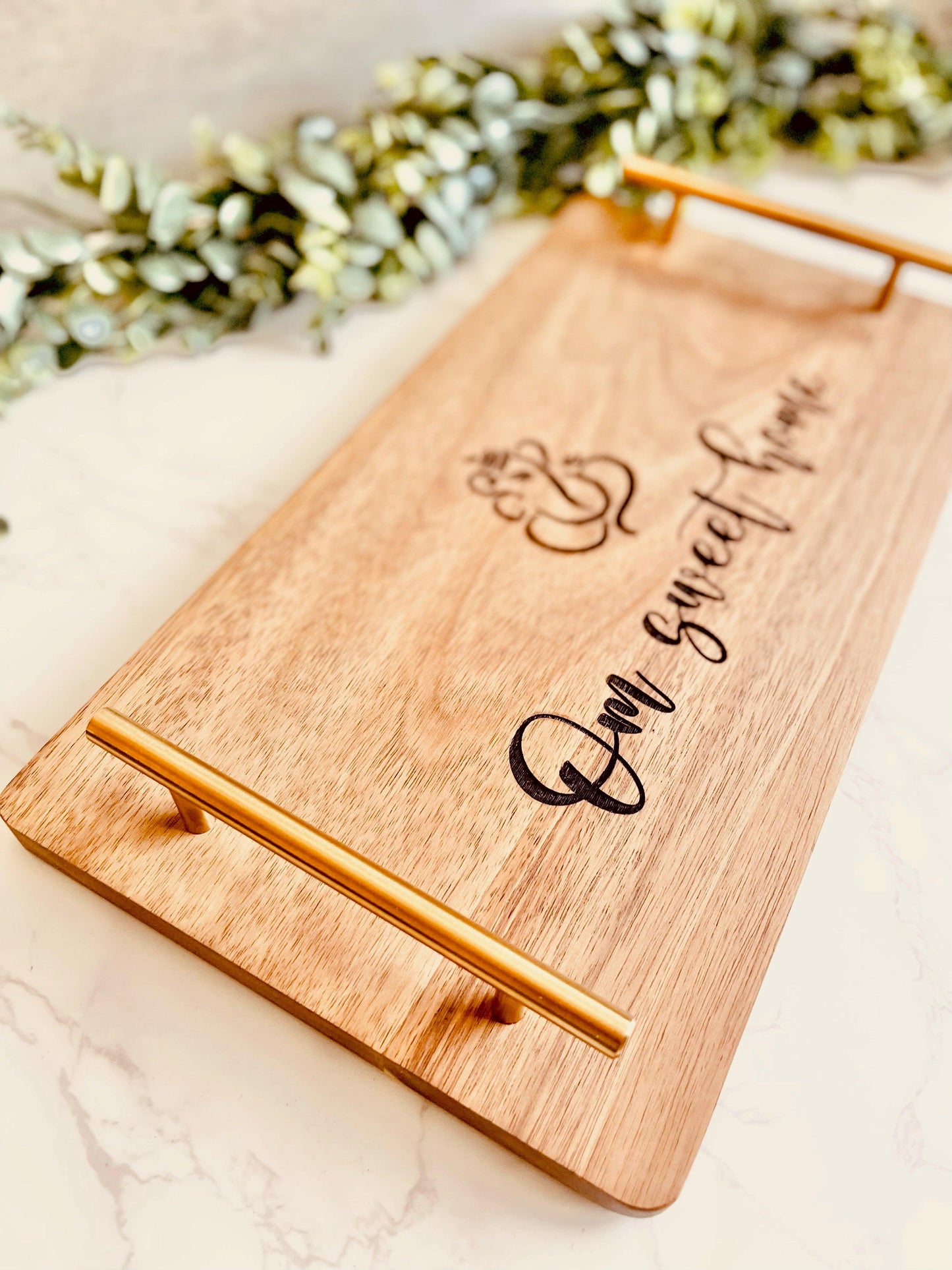 Custom Laser Engraved Acacia Board with Gold Handles