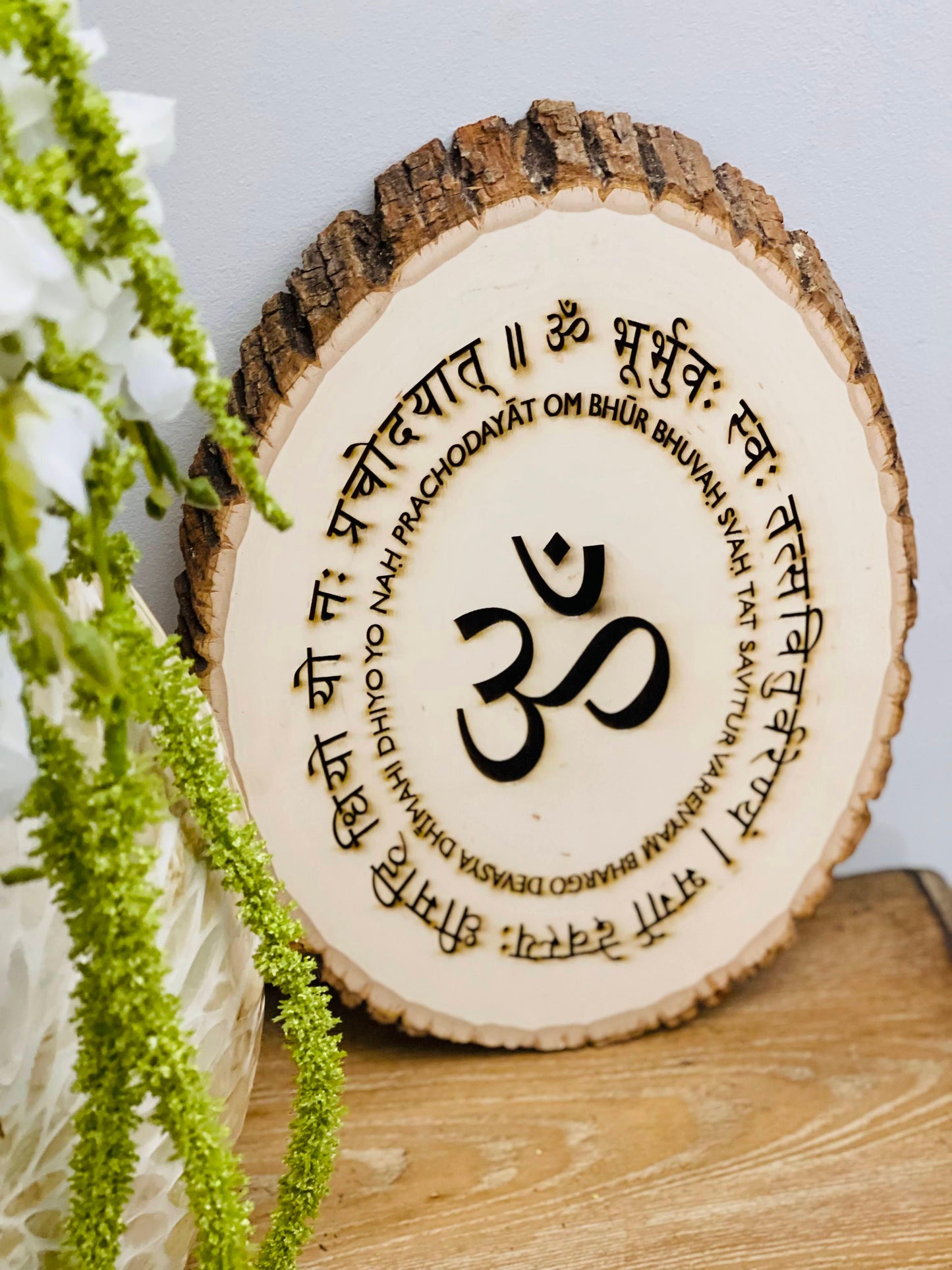 Gayatri Mantra Natural Wood Log