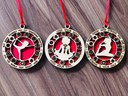Yoga Christmas Ornament Bundle / Wood Ornament / Christmas Ornament