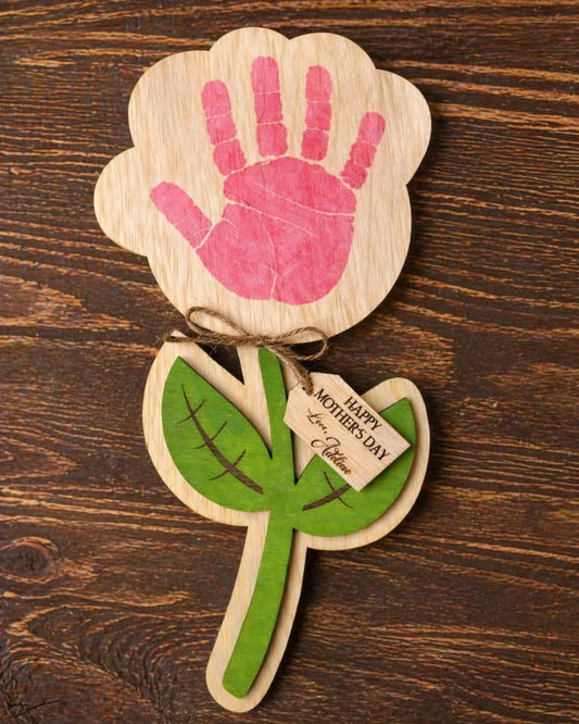 Handprint Flower- Cutest Mothers Day Gift Ever! Custom wood Keepsake