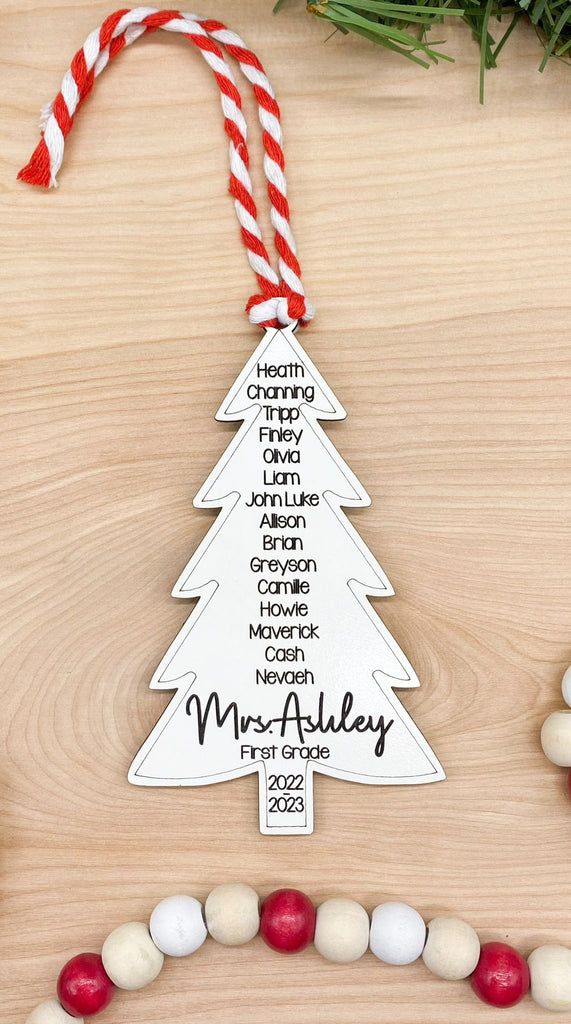 TMSA - Personalized Christmas Tree Class Ornament with Teacher Names