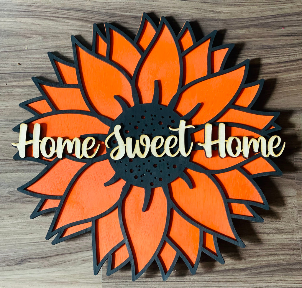 Sunflower Home Sweet Home Layered Sign