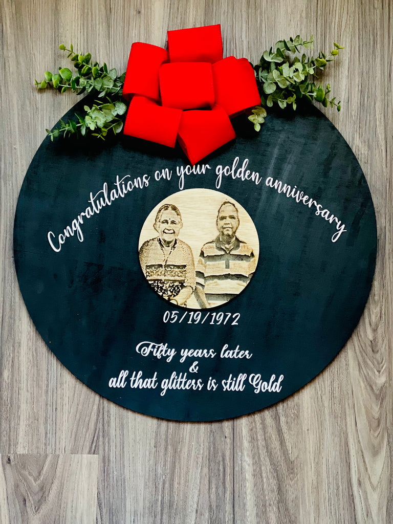 50th Anniversary Gift Board with Laser engraved Picture