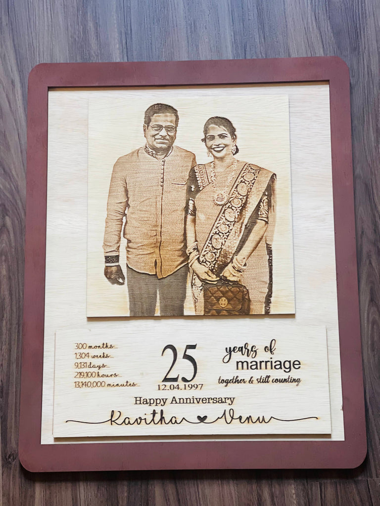 25th Anniversary Custom Frame with laser engraved Picture
