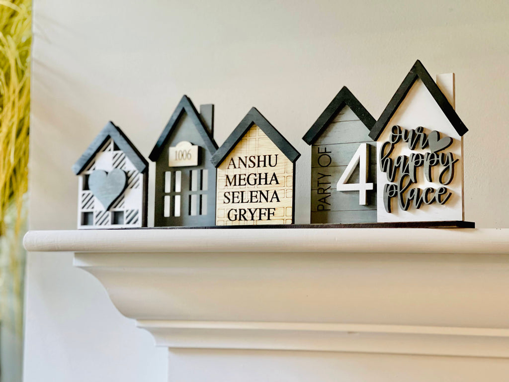 Personalized standing houses - Black/Gold and Grey/White