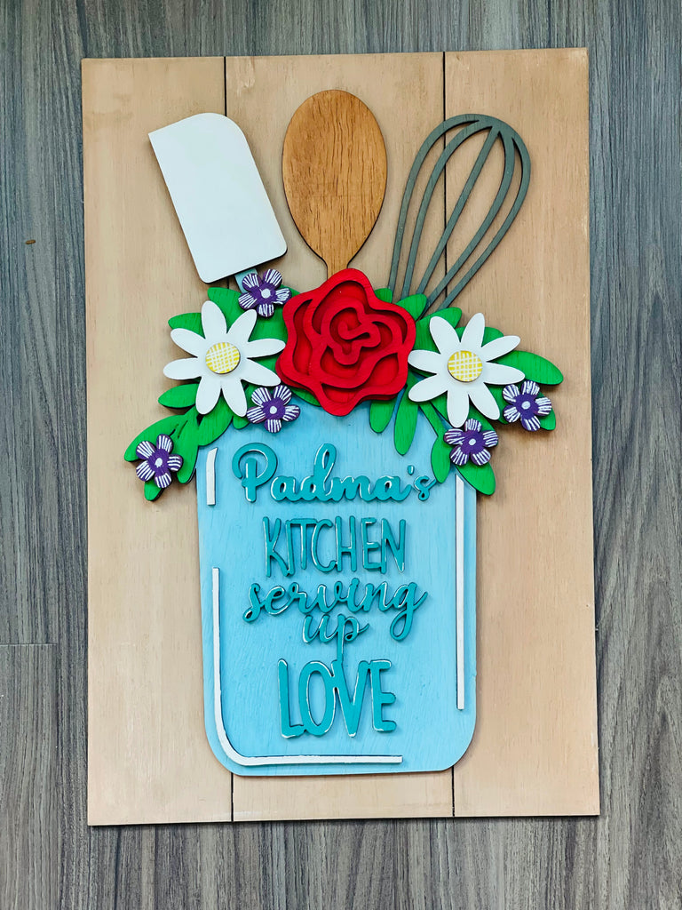 Mason Jar Floral board with Utensils