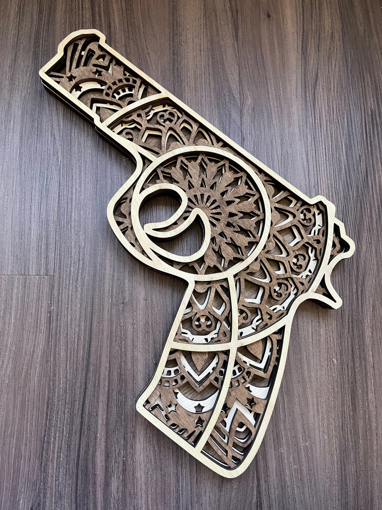 Gun Mandala Wood Art