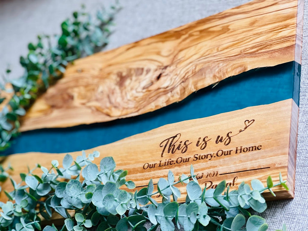 Personalized Resin Wood Cutting board - This is us